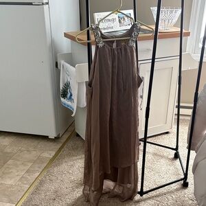 Midnight Velvet Asymmetrical Dress in Brown